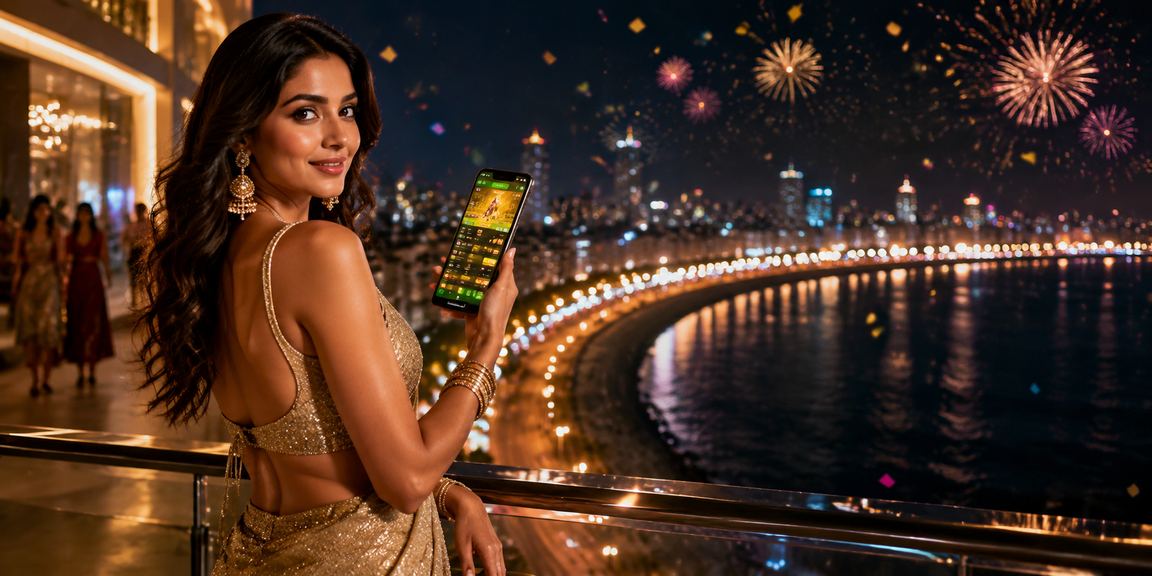 Mumbai view with cricket fans enjoying live betting on their smartphones
